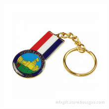 Stamped Copper Medal Souvenirs Epoxy Enamel Keychain